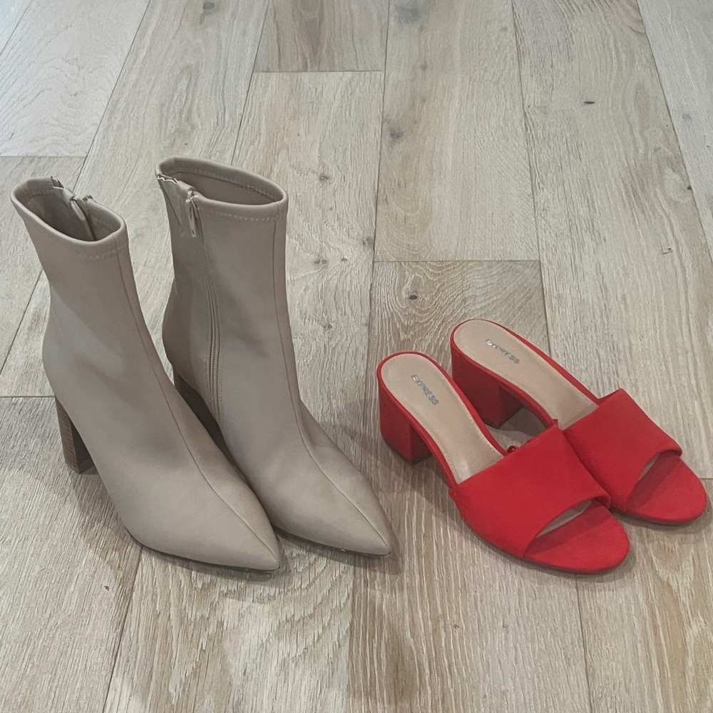 Women’s size 6 ankle boots tan and size 6 red express heels